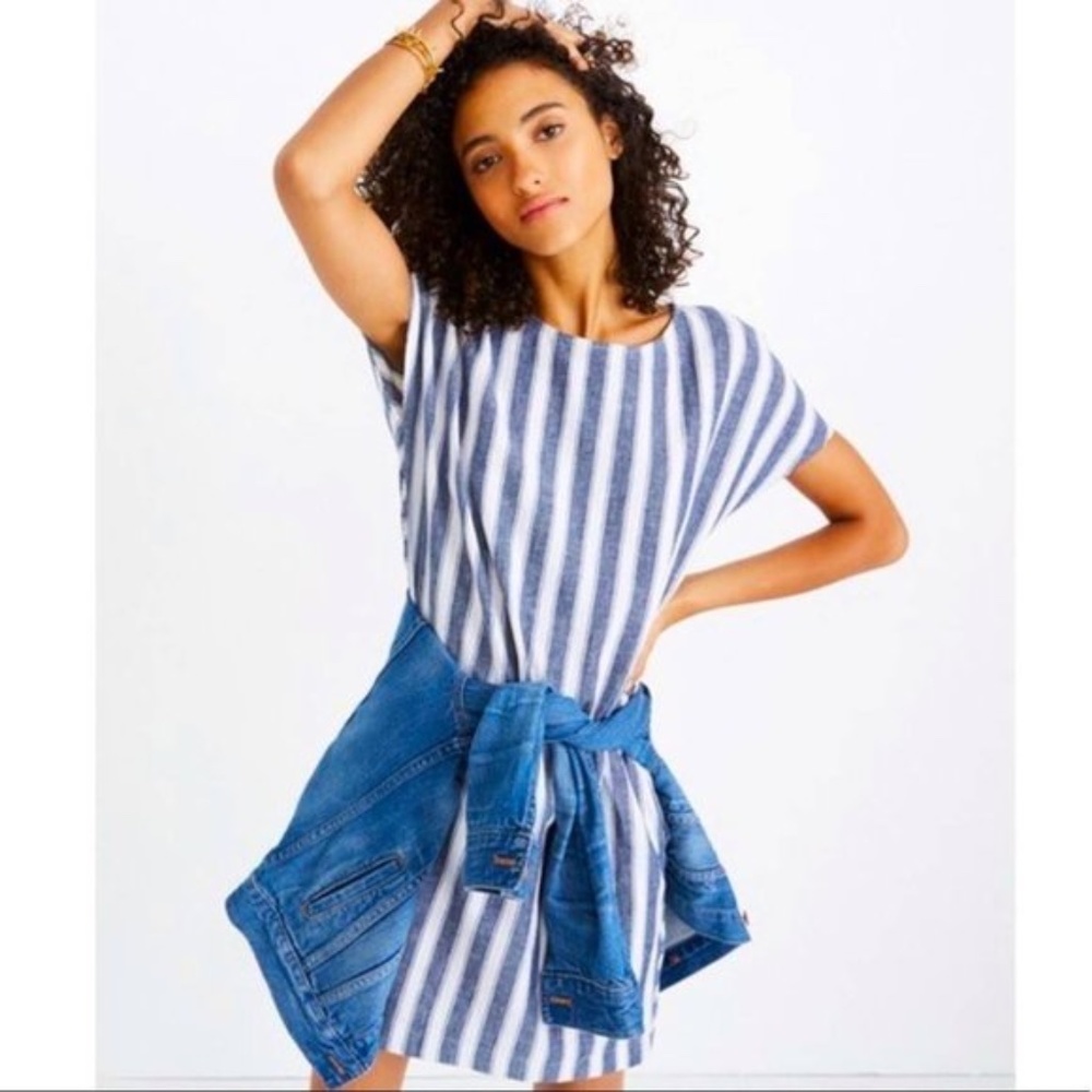 Madewell Striped Button Back Casual Shift Dress